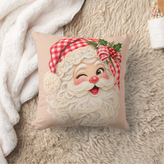 Custom Retro Lace Christmas Santa, Merry Christmas Cushion