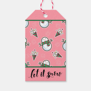 Custom Retro "Let it Snow" Pink Christmas Holiday Gift Tags