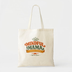 Custom Retro Mindful Mama Boho Canvas Tote Bag. Bag