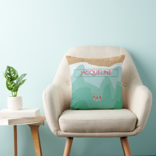 Custom Retro Minimalist Wild Swimming Ocean Cushion