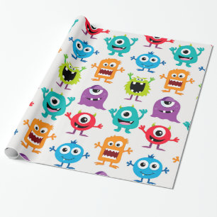 Custom Retro Monster Alien Wrapping Paper