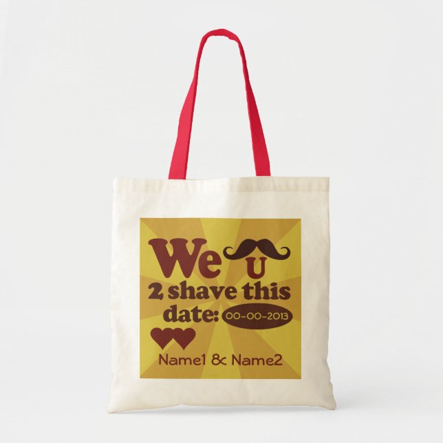 Custom Retro Moustache Save-The-Date bag (Front)
