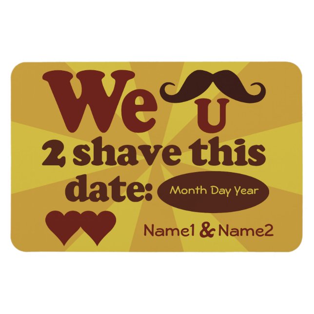 Custom Retro Moustache Save-The-Date magnet (Horizontal)