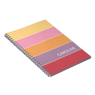 Custom Retro Multi Colour Block Stripes Art Patter Notebook