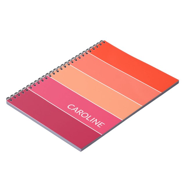 Custom Retro Multi Colour Block Stripes Art Patter Notebook (Left Side)