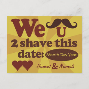 Custom Retro Mustache Save-The-Date postcard