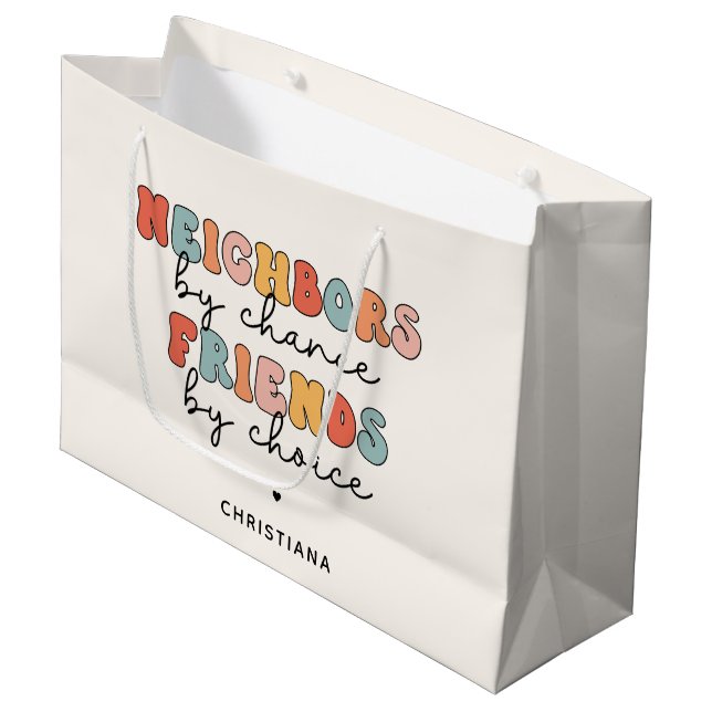 Custom Retro Neighbours by Chance Friends by Choic Large Gift Bag (Front Angled)