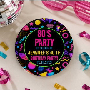 Custom Retro Neon 80’s Birthday – Fun Adult  3 Cm Round Badge