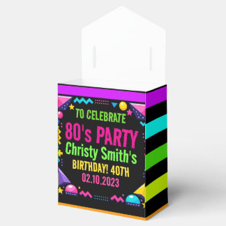 Custom Retro Neon 80’s Birthday Party Favour Box