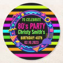 Custom Retro Neon 80’s Birthday Party