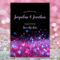 Custom Retro Neon Pink Glitter Save The Date