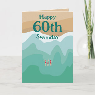 Custom Retro Open Water Swimming 60th Birthday Card