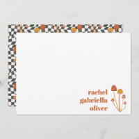 Custom Retro Orange Mushroom Chequerboard Mitzvah