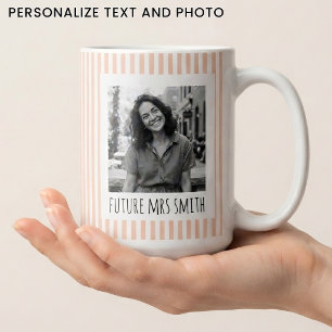 Custom Retro Orange Stripes Mr and Mrs Wedding Coffee Mug