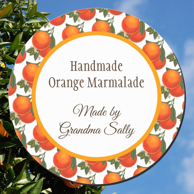 Custom Retro Oranges Pattern Canning Stickers (Creator Uploaded)