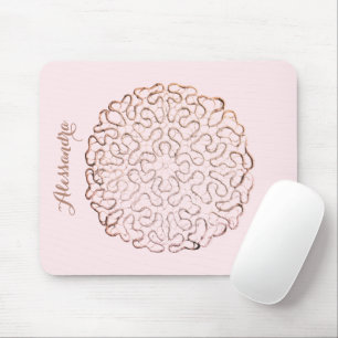 Custom Retro Pastel Pink Ombre Rose Gold Doily Mouse Mat