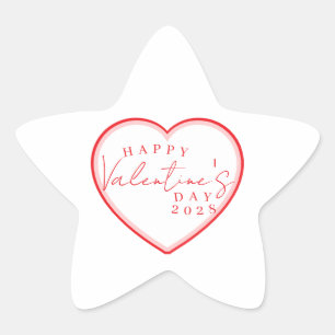 Custom Retro Pink Red Heart Valentines Day Star Sticker