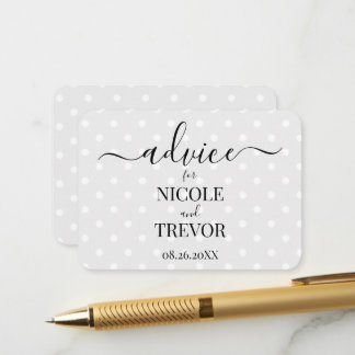 Custom Retro Polkadots Grey Wedding Advice Card