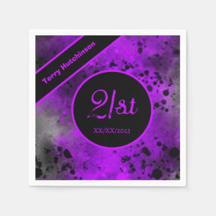 Custom Retro Purple Paint Splatter  Napkin