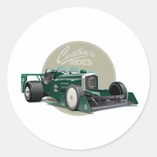 Custom retro race car concept classic round sticker