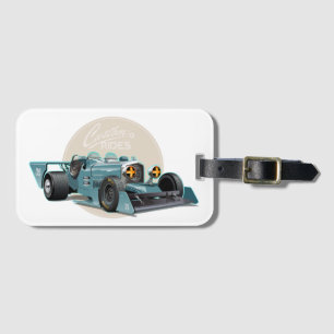 Custom retro race car concept luggage tag