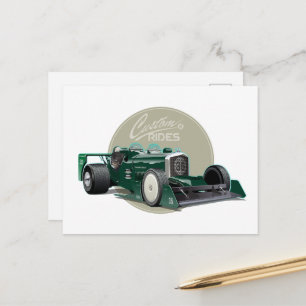 Custom retro race car concept postcard