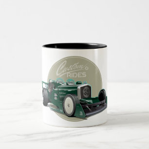 Custom retro race car concept Two-Tone coffee mug