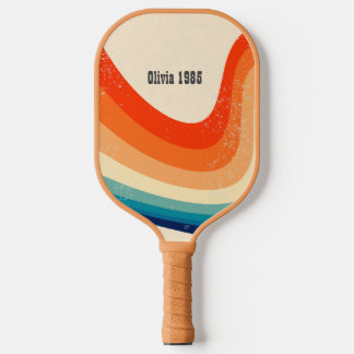 Custom Retro Rainbow Stripes Pickleball Paddle