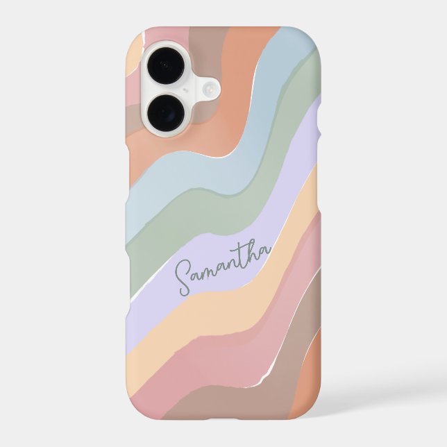 Custom Retro Stripes Cute Rainbow Wave Colourful (Back)