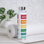 Custom Retro Stripes Motivate, Hydrate, Feel Great Water Bottle<br><div class="desc">Simple movitational design with retro coloured stripes,  the text Motivate,  hydrate,  feel great and name.</div>