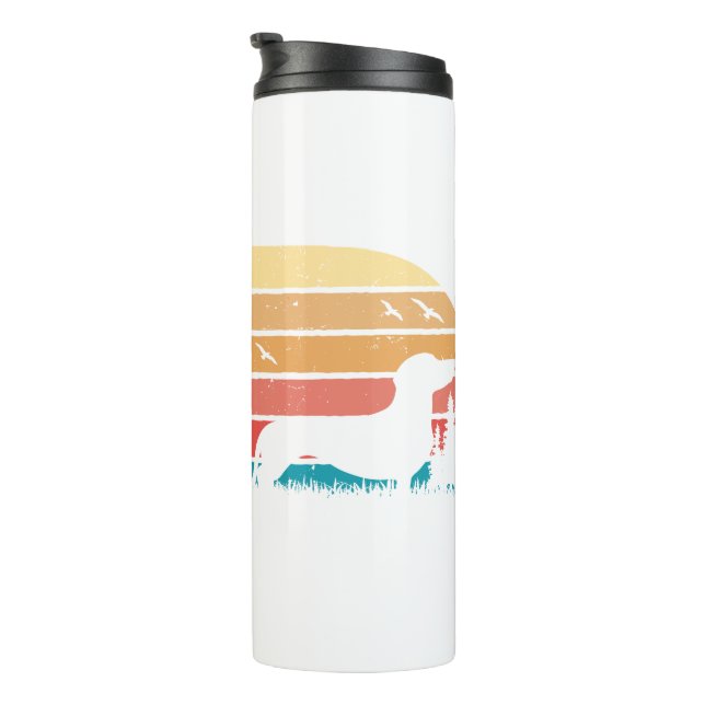 Custom Retro Styled Dachshund Dog Lover Thermal Tumbler (Rotated Right)