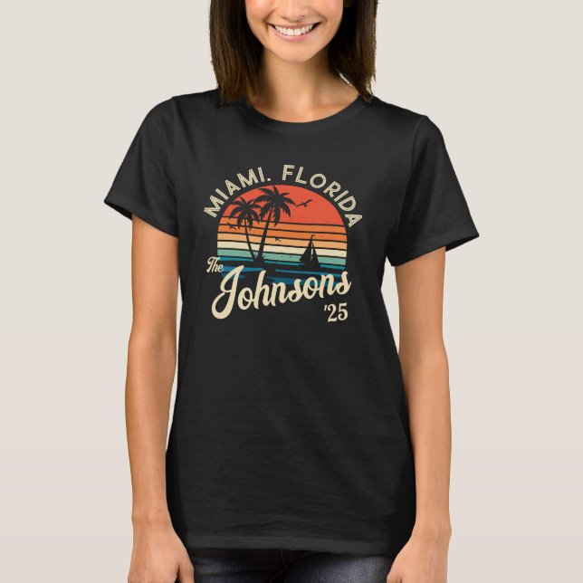Custom Retro Sunset Family Beach Vacation Matching T-Shirt (Front)