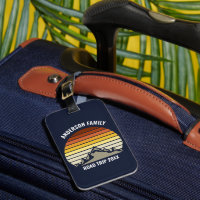 Custom Retro Sunset Mountain Navy Blue