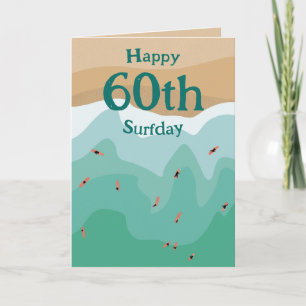 Custom Retro Surfer Ocean 60th Birthday Card