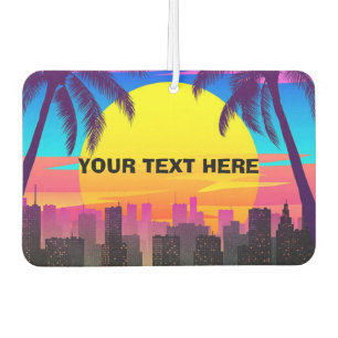 Custom Retro Synthwave Palm Trees City  Car Air Freshener
