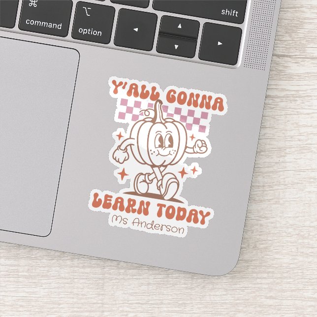 Custom Retro Teacher Pumpkin & Quote (Detail)