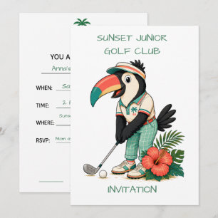 Custom Retro Toucan Junior Golf Club Kids Invitation
