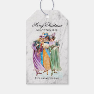 Custom Retro Vintage Christmas Party Ladies  Gift Tags