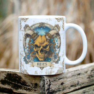 Custom Retro Vintage Grunge Zodiac Aries Two-Tone Coffee Mug