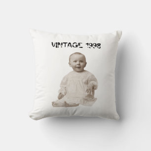 Custom Retro Vintage Happy Birthday Photo Family Cushion