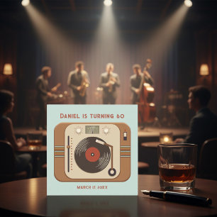 Custom Retro Vinyl Party Thank You Card