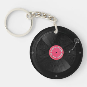 Custom Retro Vinyl Record Turntable Acrylic Key Ring