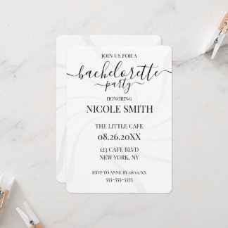 Custom Retro White Swirls Bachelorette Party Invitation