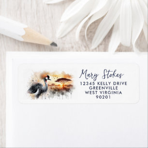 Custom Return Address Envelope   Crane Bird Water 