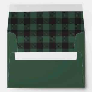Custom Return Address Green & Black Buffalo Plaid Envelope