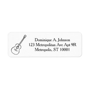 Custom Return Address Label, Guitar Drawing