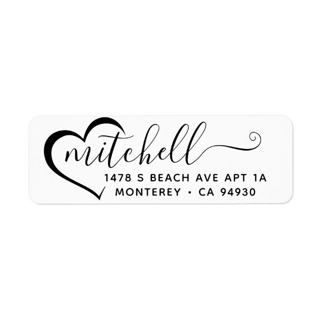Custom Return Address Label with Heart (Front)
