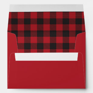 Custom Return Address Red and Black Buffalo Plaid Envelope
