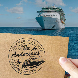 Custom Return Address with Cruise Ship Rubber Stamp