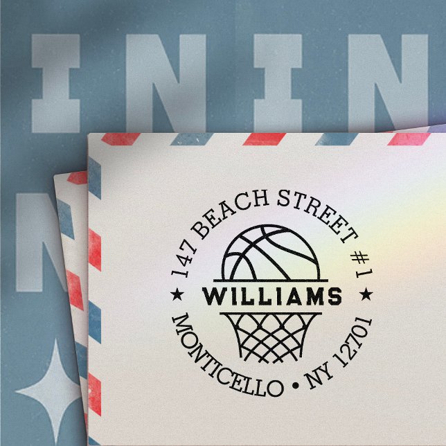 Custom Return Basketball Family Address Self-inking Stamp (Creator Uploaded)